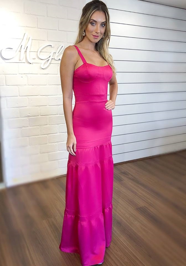 vestido de festa pink e fucsia