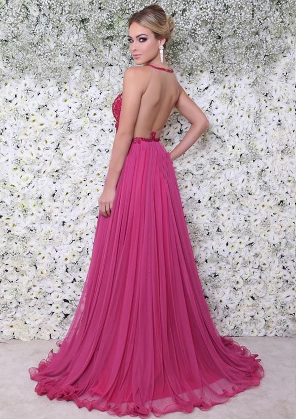 vestido de festa longo pink