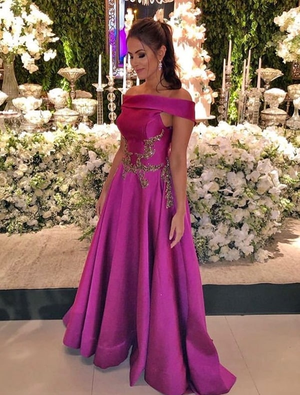 vestido longo fucsia estilo princesa