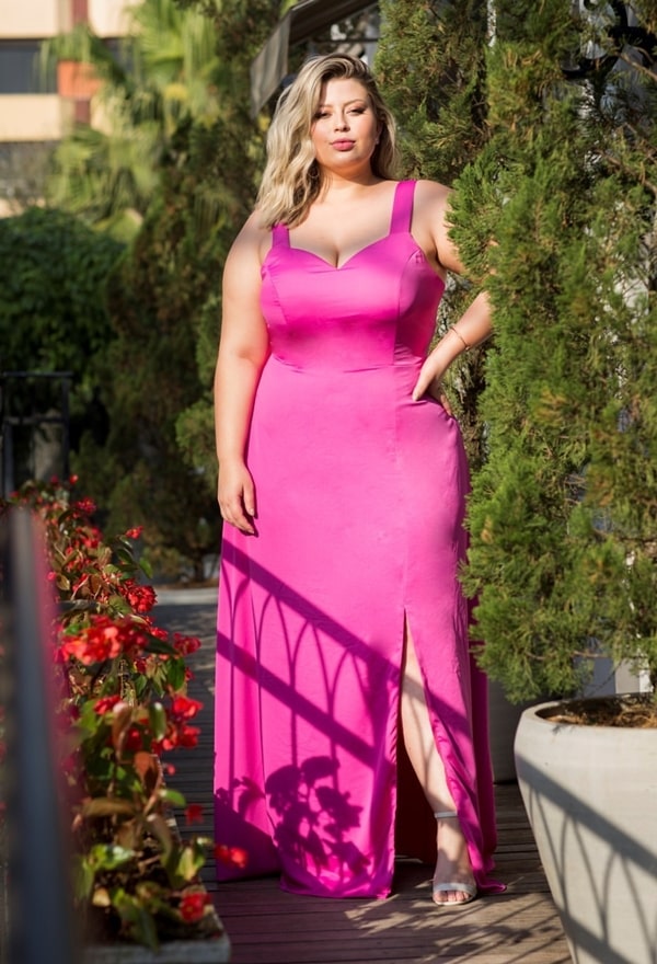 vestido longo pink fucsia plus size