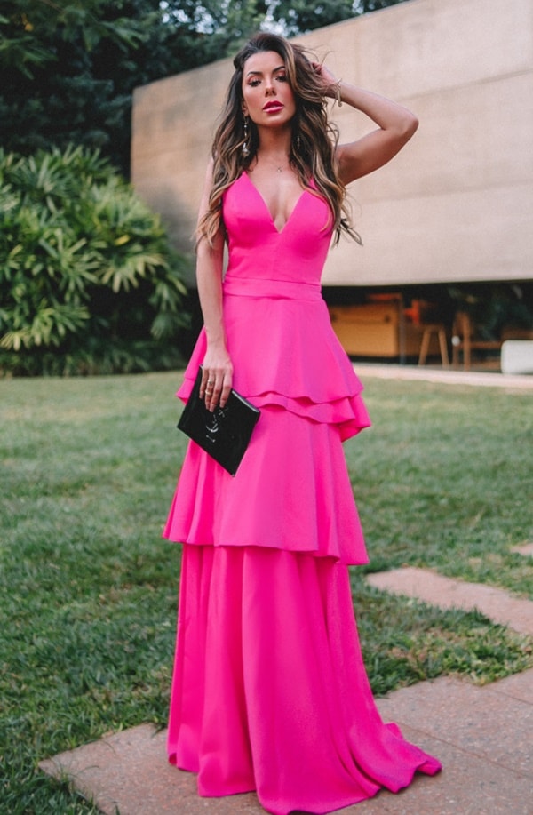 vestido longo pink para casamento