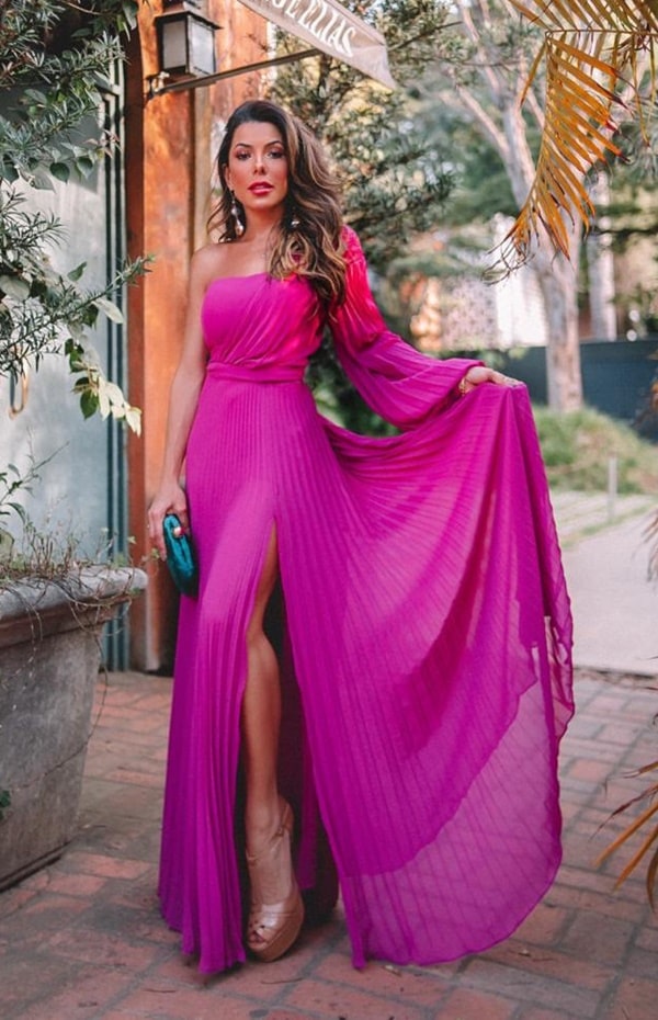 vestido longo fucsia para madrinha de casamento 