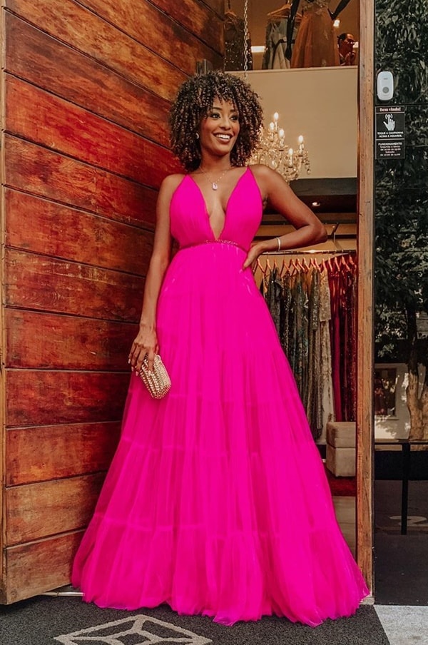 vestido longo pink