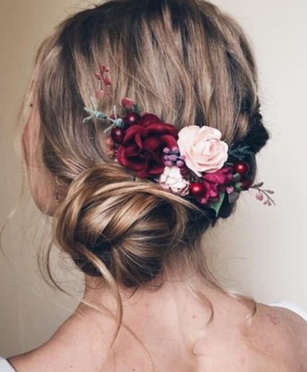 side bun for nova with artificial flowers