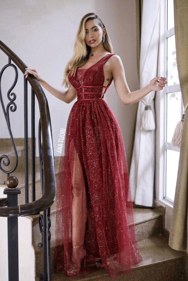 long marsala dress with glitter glitter