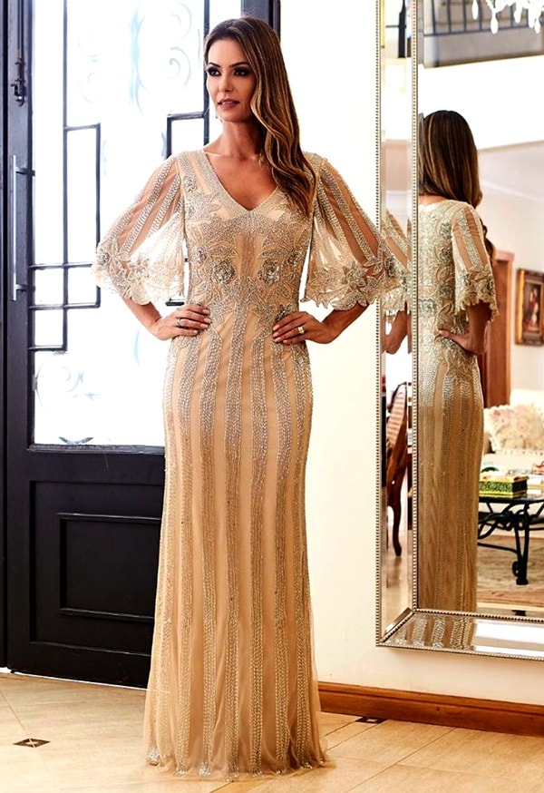 golden dress for mother of the bride