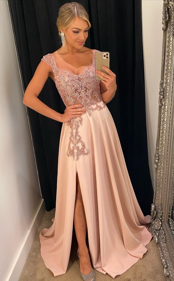 rose party dress for bridesmaid