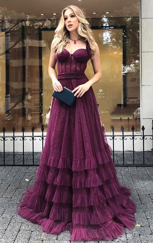 burgundy wine party dress for bridesmaid