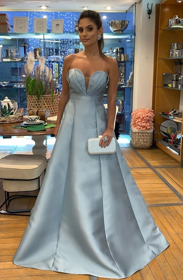 long light blue party dress for bridesmaid