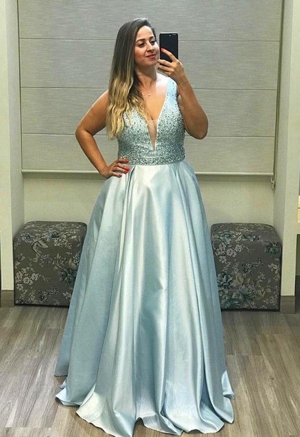 blue serenity plus size party dress for bridesmaid at night