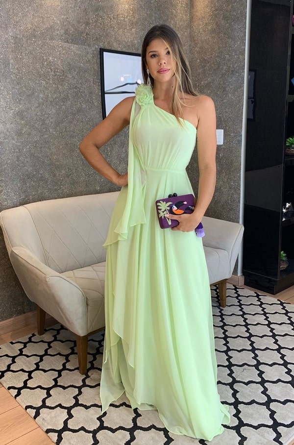 one-shoulder neon party dress just for daytime wedding guest