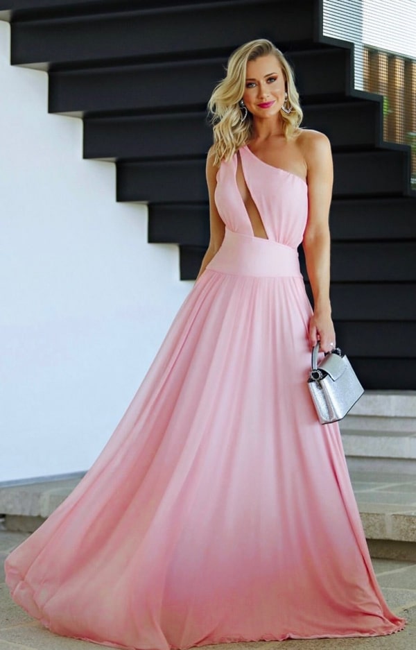 long flowing rose dress