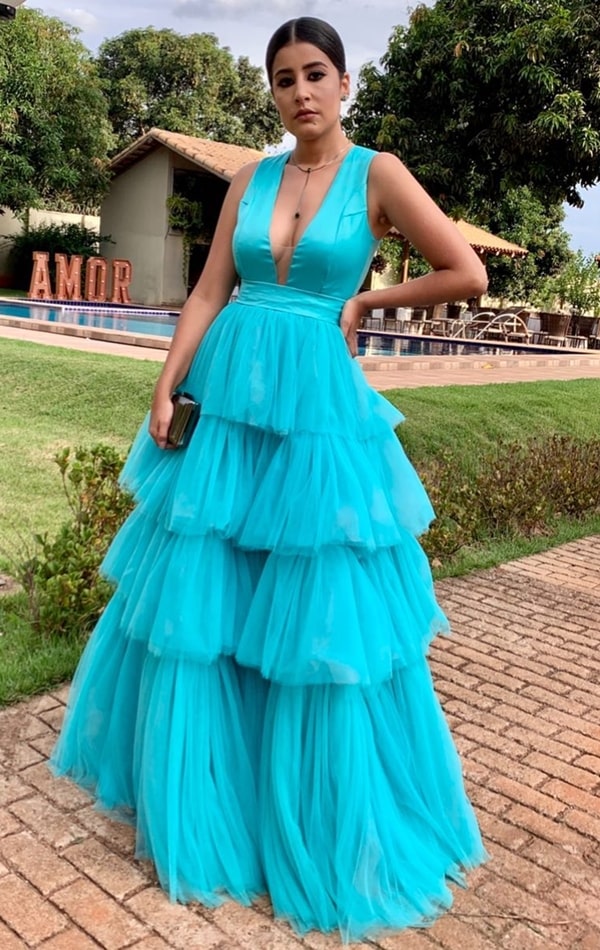 long tiffany blue party dress for bridesmaid