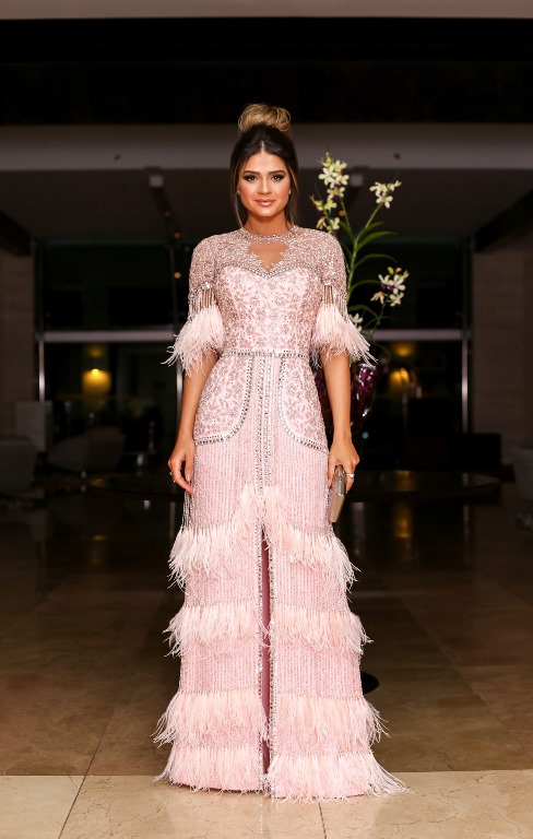 Thássia Naves in fringed and feathered party dress fashion trend in 2020