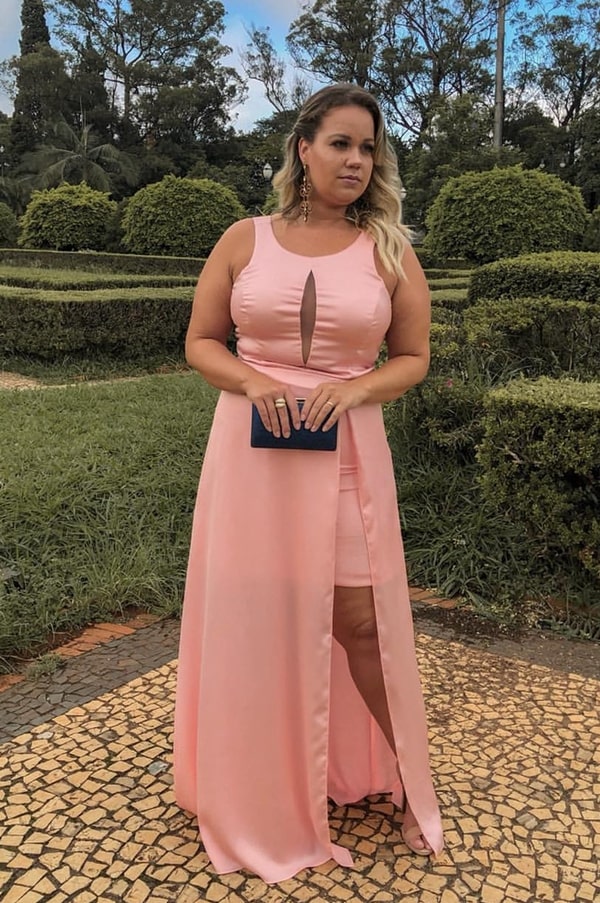 long rose dress for bridesmaid plus size