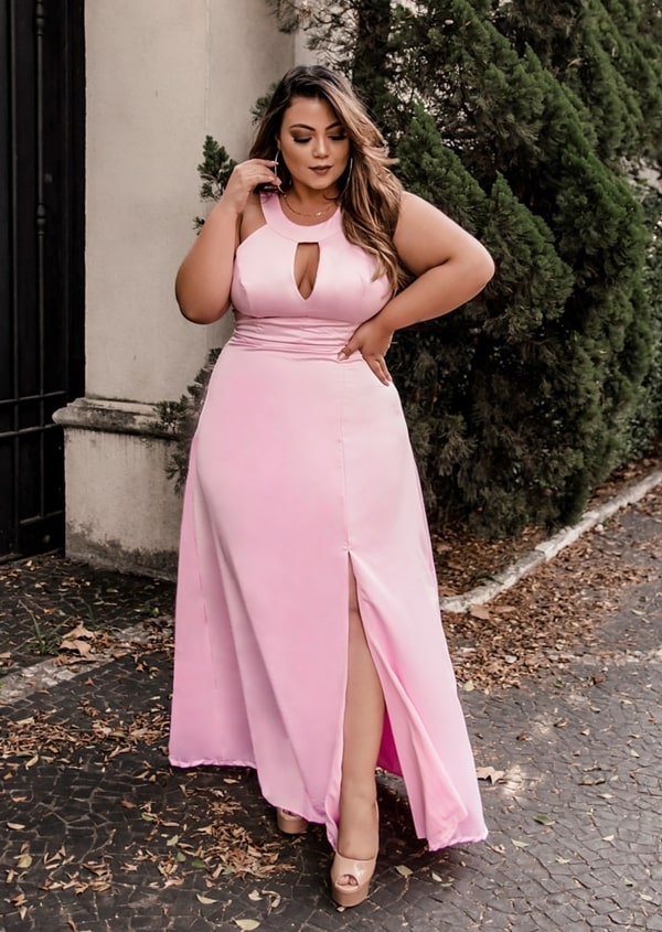 long rose dress for bridesmaid plus size