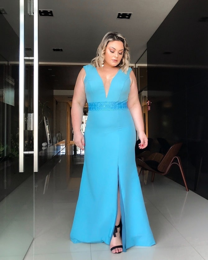 long plus size tiffany blue dress for bridesmaid