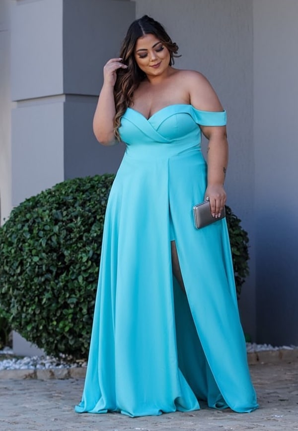 long plus size tiffany blue dress for bridesmaid