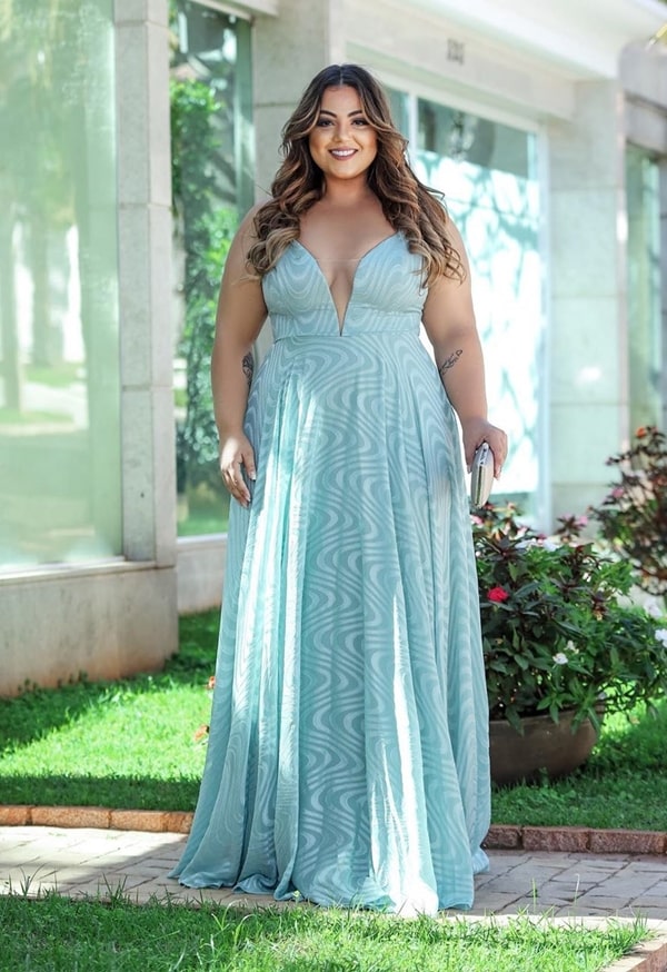 plus size light green long dress for bridesmaid