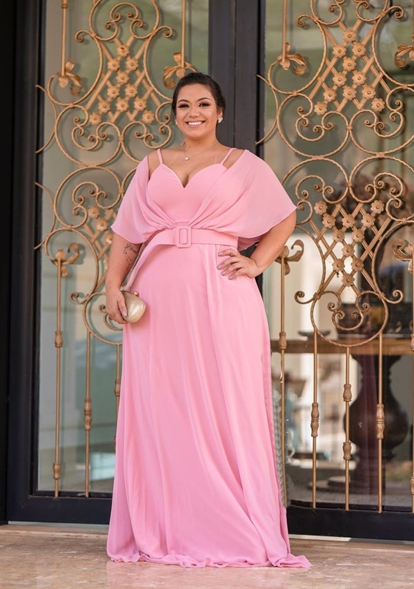 plus size long rose dress for bridesmaid