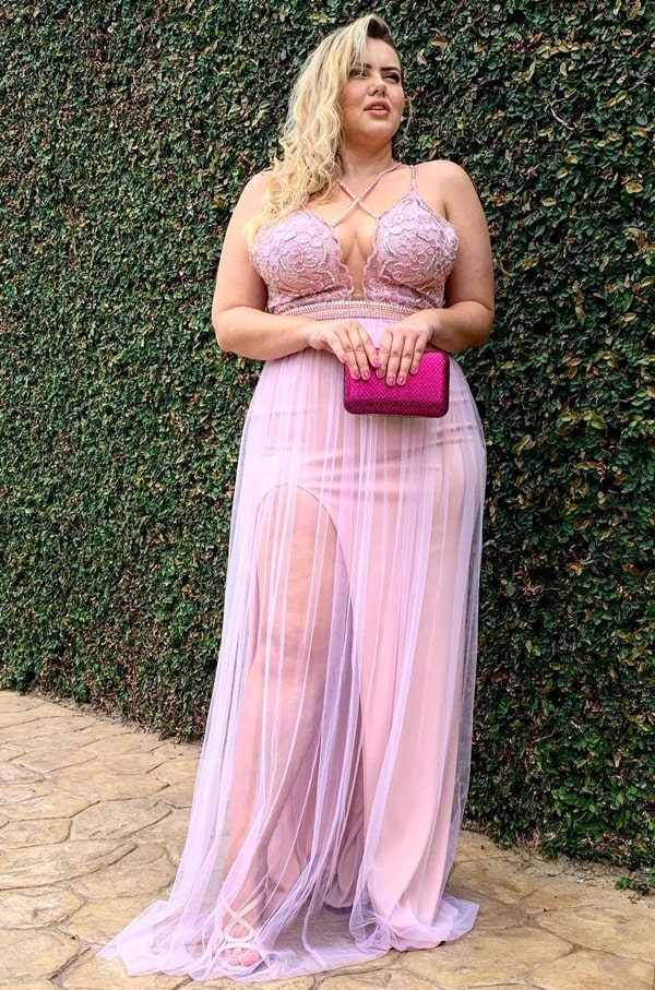 plus size rose party dress for bridesmaid
