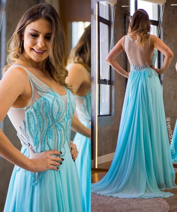 long blue tiffany dress