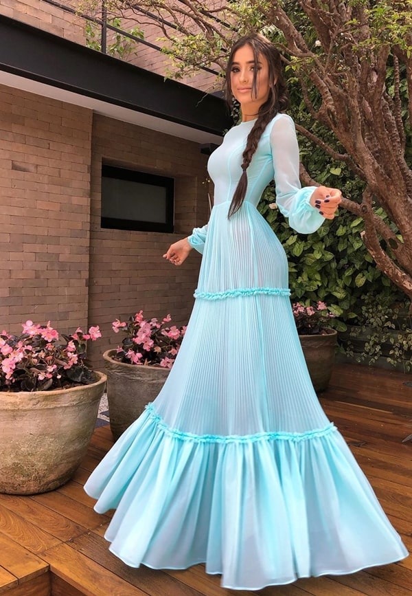 long blue tiffany dress