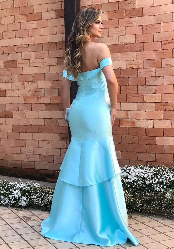 long tiffany blue party dress for bridesmaid