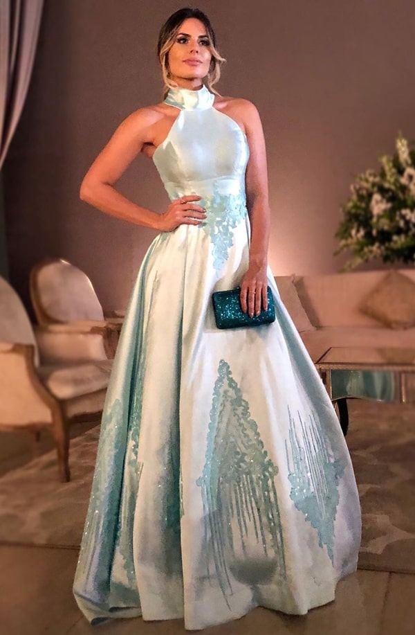 long tiffany blue party dress for bridesmaid