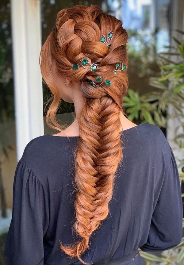 braid party hairstyle with accessories