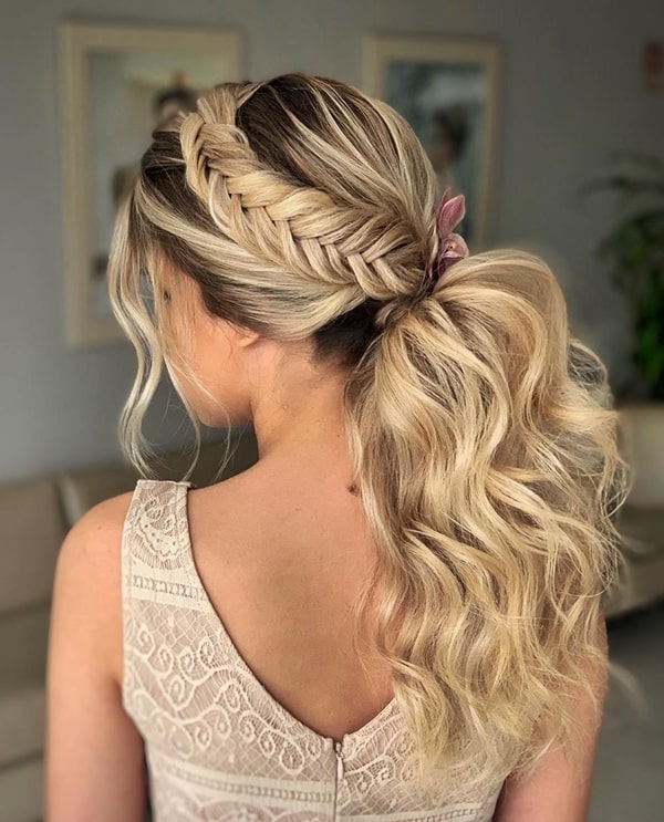 ponytail party hairstyle with braid