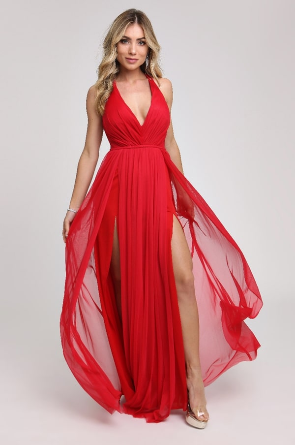 long red dress with slit