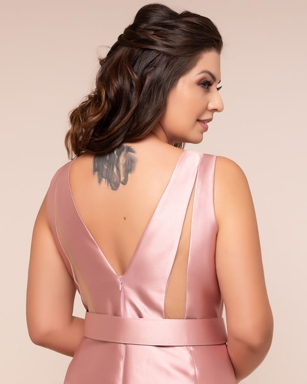 long plus size pink party dress