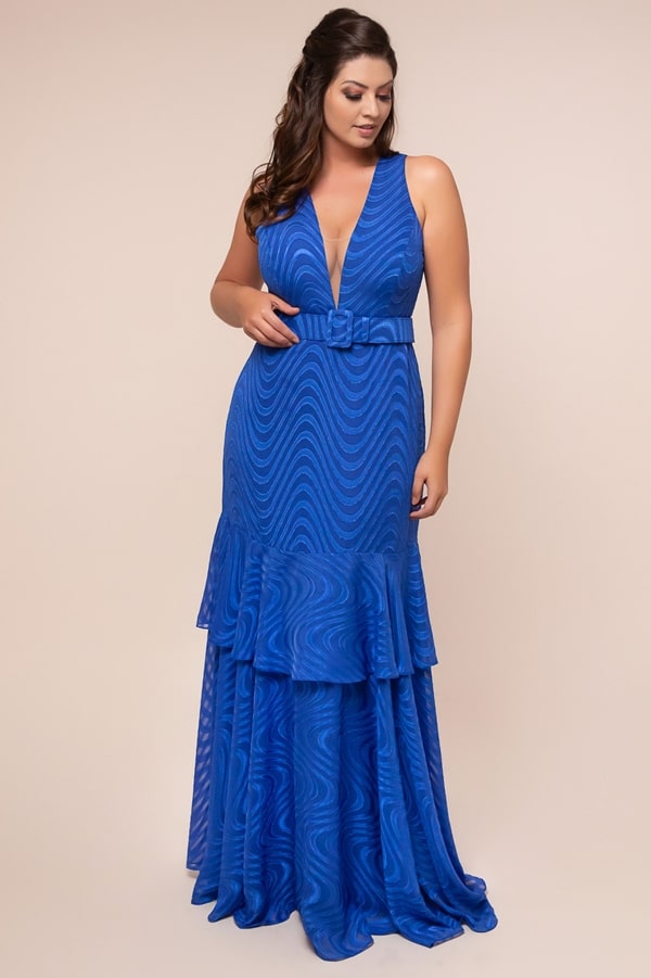 long blue plus size party dress bic