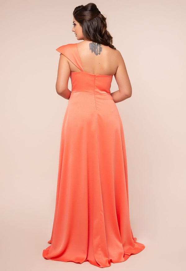 long plus size coral party dress