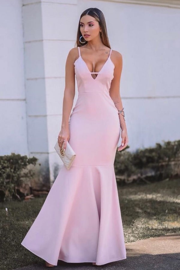 long simple rose dress