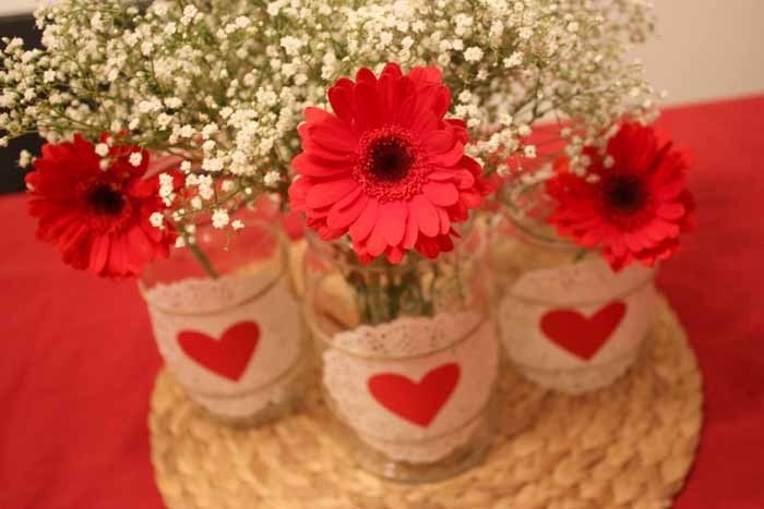 Centerpiece for a Valentines Day wedding