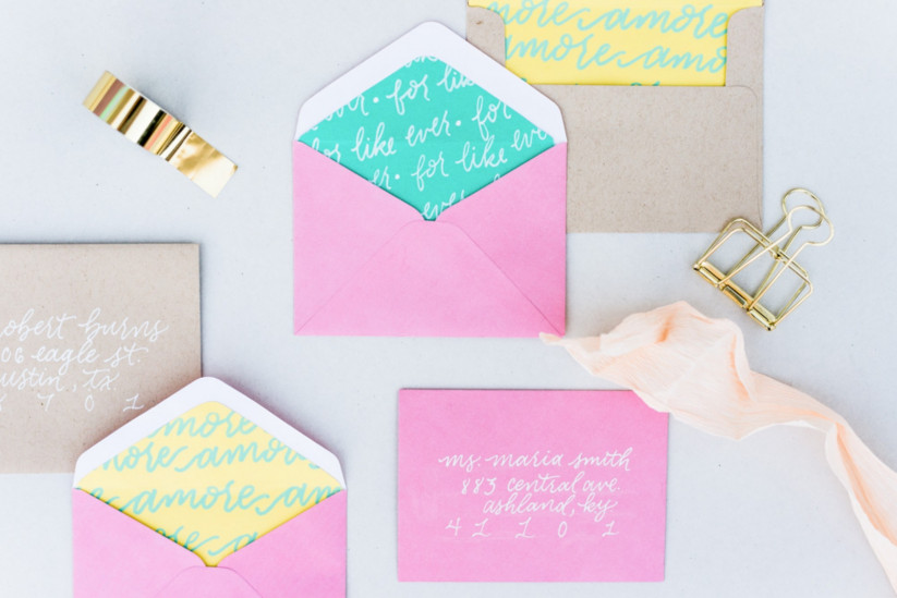 Personalized Hand Lettered Envelope Liners