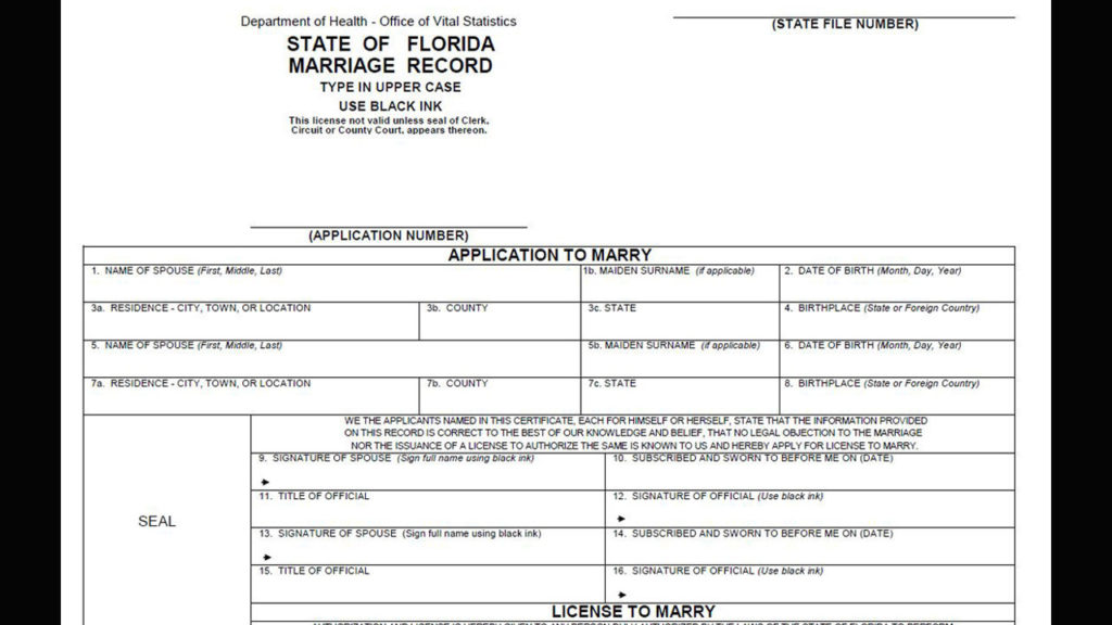 Can I get a marriage license online in Florida?