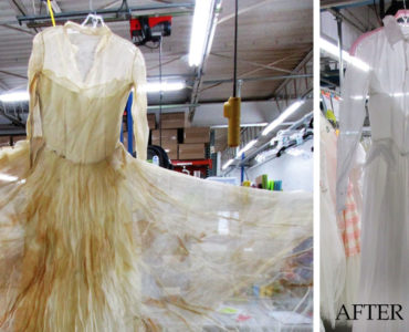 Can a yellowed wedding dress be whitened?