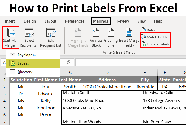 Can you print Avery labels from Excel?