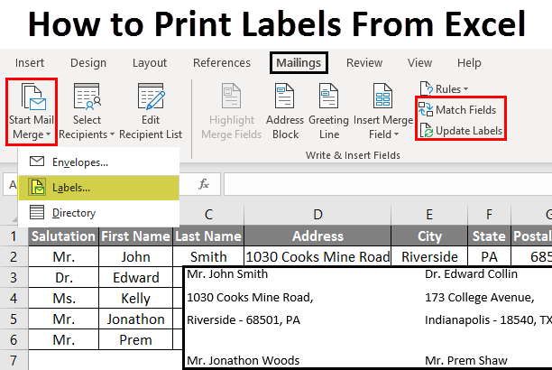 How To Create Labels In Word From Excel List Office 365