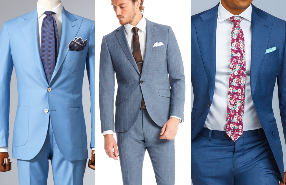 Can you wear a light blue suit to a wedding?