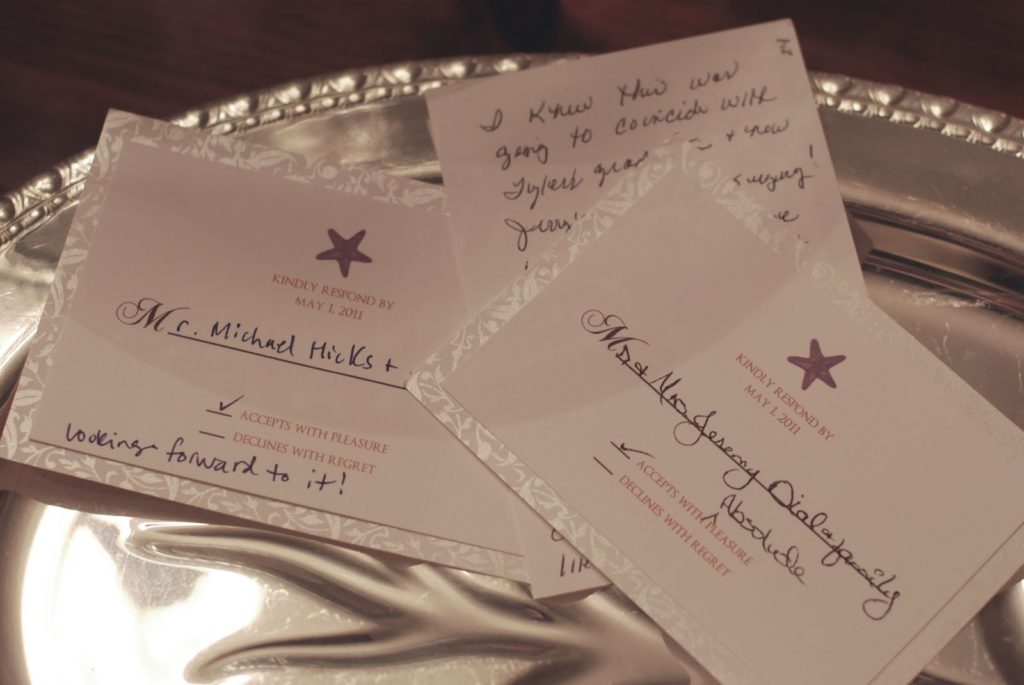 Can you write a note on a wedding RSVP?