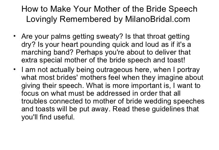 Does mother of bride give speech?
