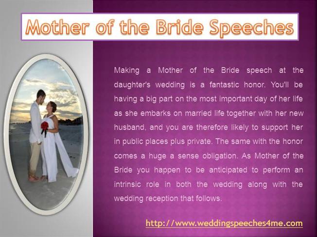Does the mother of the bride give a speech?