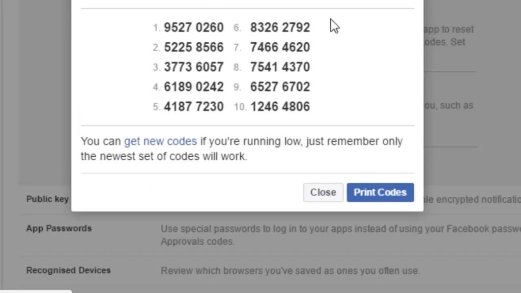 How can I log into Facebook without the code?