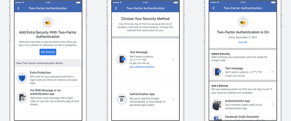 How do I get an authentication code for Facebook app?