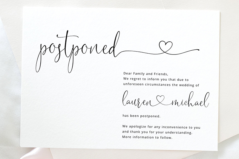 How do I postpone a wedding announcement?