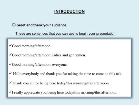 how to greet audience in thesis defense